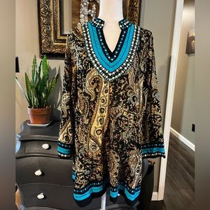 SOFT SURROUNDINGS 100% Cotton Embellished and  Embroidered Paisley Tunic…